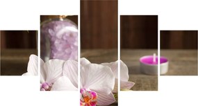 Obraz - Świeca i orchidee (125x70 cm)