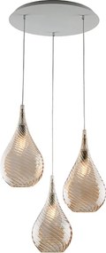 Zawieszenie Pluvia Iron z bursztynowym szkłem pyreksowym 3 lampy 141 Ø50 BL264-S3-AM