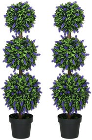 HOMCOM Zestaw 2 Sztucznych Roślin, UV-Odporna Sztuczna Roślina w Donicy, 110 cm Roślina Pokojowa do Salonu, Ogrodu