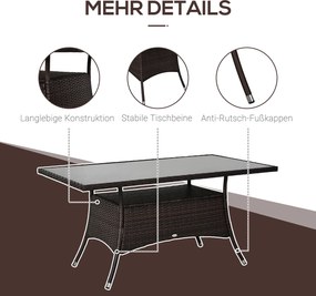 Technorattan Stół Ogrodowy Szklany Metalowy 150x85x74 cm Elegancki Stół Obiadowy Meble Ogrodowe | Aosom PL