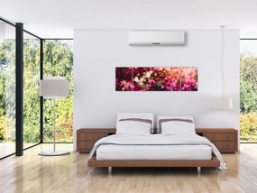 Obraz kwiatów malwy (170x50 cm)