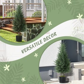 HOMCOM 2-częściowy zestaw sztucznych cyprysów, 362 plastikowe liście, doniczka, odporny na UV, zielony | Aosom PL