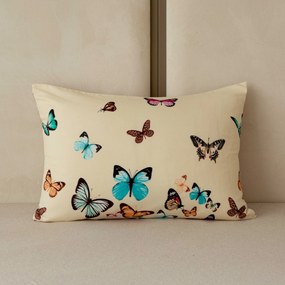 Flanelowa poszewka na poduszkę VIVA BUTTERFLY 50x70 cm, kremowa