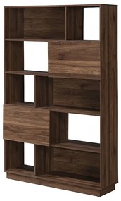 Biblioteczka z 2 szafkami i 8 wnękami - Ciemny naturalny - CEVANIA