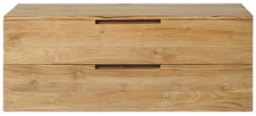 Szafka łazienkowa wisząca  z jasnego drewna tekowego - 2 szuflady - 115 cm - BIMBING