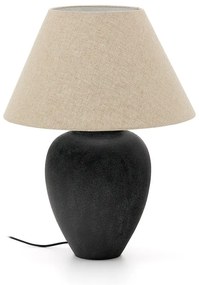Czarno-beżowa lampa stołowa z tekstylnym kloszem (wysokość 60 cm) Mercadal – Kave Home