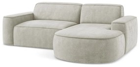 Kremowy narożnik z tkaniny szenilowej (prawostronny/z szezlongiem) Omao – Makamii