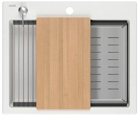 Zlewozmywak granitowy KURT 110 WORKSTATION Biały
