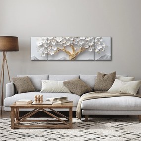 Obraz – Eleganckie drzewo życia 3D pełne kwiatów (170x50 cm)