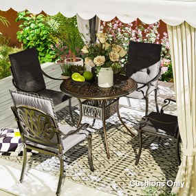 Outsunny Zestaw 4 Poduszek na Krzesła 108 x 50 x 5 cm z Taśmami, do Użycia na Zewnątrz i Wewnątrz, Ciemnoszary