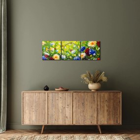 Obraz dzikich kwiatów (z zegarem) (90x30 cm)