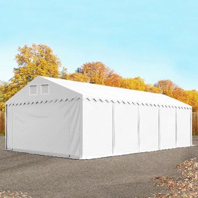 TOOLPORT 5x10m Namiot magazynowy - 2,6 m wysokość ścian bocznych, PVC 800, biały, ze statyką (podłoże gruntowe) - (58518)