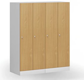 Szafa ubraniowa S1 obniżona, 2-drzwiowa, 1500 x 600 x 500 mm, demontaż, zamek cylindryczny, drzwi laminowane, orzech