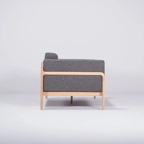 Ciemnoszara sofa z konstrukcją z litego drewna dębowego Gazzda Fawn, 180 cm