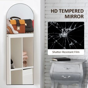 HOMCOM Pełnowymiarowe Lusterko bez Ramy, Wolnostojące/Montaż Ścienny, Metalowy Stojak, 50x150 cm, Czarne