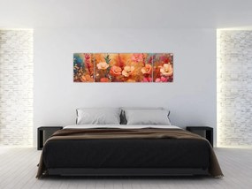 Obraz - Kwiaty łąkowe, malarstwo (170x50 cm)
