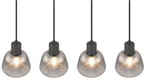 Czarna lampa wisząca ze szklanym kloszem ø 15 cm Tarifa – Trio