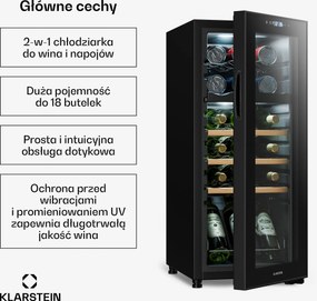 Klarstein Bovella 35cm 18 Butelek Winiarka Dwustrefowa Czarny