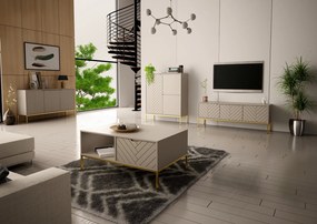 Komoda glamour ze wzorem jodełki Aspen 03 cashmere/złoty
