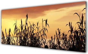 Szkło do Kuchni na Ścianę Liście w Kolorach Zachodzącego Słońca