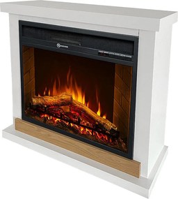 Kominek elektryczny Stockholm, kominek stojący, białe drewno, dł. 75xgł. 28xwys. 70 cm