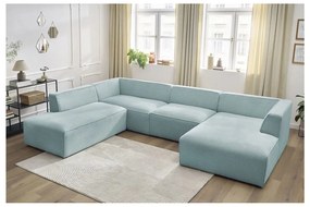 Jasnoniebieski sztruksowy narożnik modułowy (lewostronny/w kształcie litery U) Megeve – Bobochic Paris