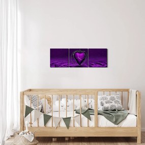 Obraz fioletowego serca (z zegarem) (90x30 cm)