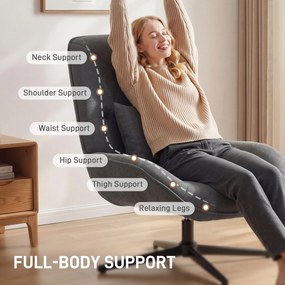 HOMCOM Obrotowy Fotel Akcentowy, Chenille, Wysokie Oparcie, Głębokie Siedzisko, Ciemnoszary | Aosom PL