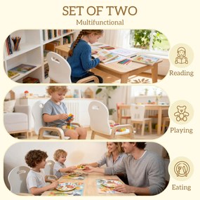 AIYAPLAY zestaw drewnianych krzeseł dla dzieci, antypoślizgowe nakładki na nóżki, 3–15 lat, regulacja wysokości, Biały