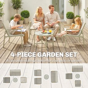 Outsunny Zestaw mebli ogrodowych metalowy, odporny na warunki atmosferyczne, sofa 2-osobowa, 2 fotele, stolik, zielony | Aosom PL