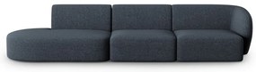 Niebieska sofa z tkaniny szenilowej prawostronna 311 cm Paolo – Milo Casa