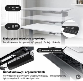 Biurko do pracy z regulacją wysokości Aria 120×60 cm, blat biały / podstawa antracyt