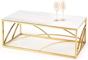 Złota ława glamour z blatem bialy marmur S5-D63