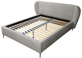 Jasnoszare tapicerowane łóżko dwuosobowe ze stelażem 180x200 cm Makana – Makamii