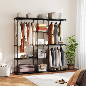 HOMCOM Szafa materiałowa z drążkiem na ubrania 182x43x185 cm Czarna | Aosom PL