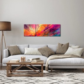Obraz - Dynamiczna abstrakcja (z zegarem) (90x30 cm)