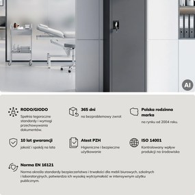 Szafa na akta kartotekowa na klucz antracytowa, 450x1850x600 mm: ALEX D600