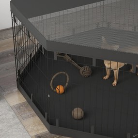 PawHut Wybieg dla Szczeniąt, Wysokość 76 cm/ok. 2,5 m², 8 Paneli, Płachta Podłogowa, Kombinowana Pokrywa Dachowa