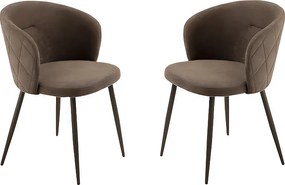 Komplet 2 krzeseł do jadalni "Claris" w brązowej tkaninie tapicerowanej cm 56x55 78h