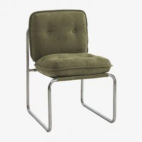 Tapicerowane Krzesło Jadalniane Matilda Zielona Sznurówka Army - Sklum