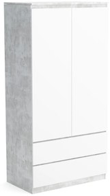 Szafa 90cm Garderoba z 2 szufladami i wieszakiem LUNA Beton/Biały