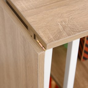 Stół Składany Biurko na Kółkach Stolik Komputerowy Przenośny MDF Naturalny | Aosom PL