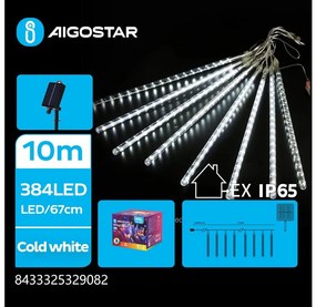 Aigostar - LED 384x solarny łańcuch świąteczny 13m IP65 zimna biel