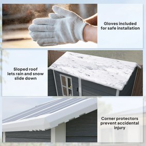 Outsunny Schowek Ogrodowy, Plastikowy Domek Ogrodowy z Podłogą i Oknem, Zamknięte Drzwi, na Ogród, 131S x 186G x 198W cm, Szary