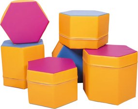 Siedzisko piankowe sześciokątne do szkół i przedszkoli Hexi, wysokość 25 cm