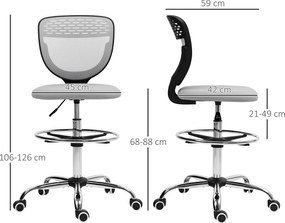 Vinsetto Fotel biurowy, krzesło robocze, fotel do biurka, regulacja wysokości, tapicerowany, jasnoszary | Aosom PL