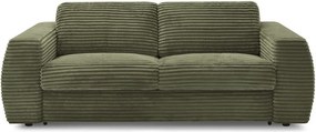 Zielona sztruksowa sofa do spania/rozkładana 240 cm Hugo – Bobochic Paris
