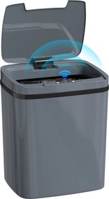 HOMCOM Kosz z czujnikiem 15L Elektryczny kosz z dwoma trybami otwierania, do biura, kuchni, 27,6 x 21,4 x 33,5 cm, szary | Aosom PL
