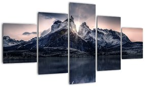 Obraz jeziora z górą (125x70 cm)