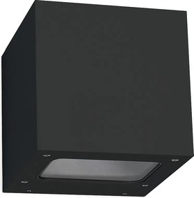 Aluminiowy kinkiet BRICK w nowoczesnym stylu - Szeroko?? 12 x Wysoko?? 12 cm - czarny - LED SMD 2x 5W - 3K - góra i dó? - 67° - IP44